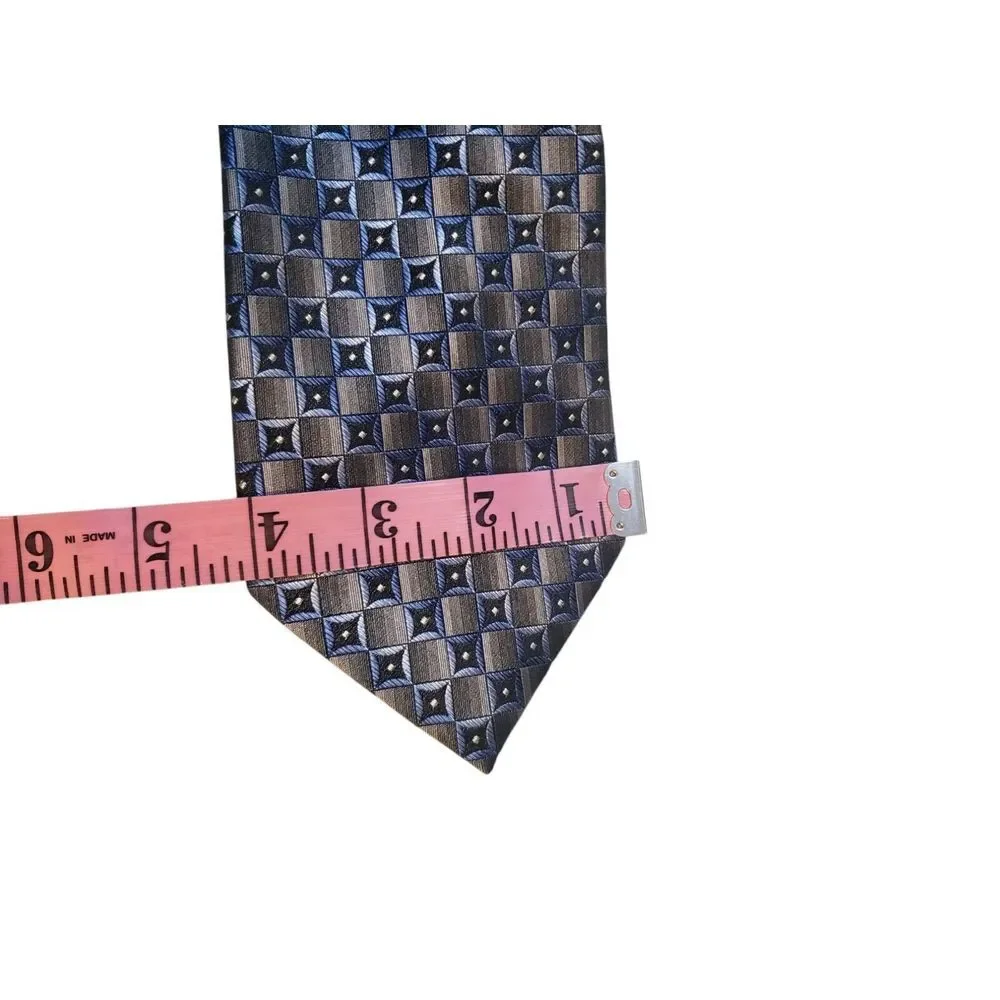 Joseph & Feiss Mens‎ Tie Necktie Designer Luxury Silver Blue Black Geometric